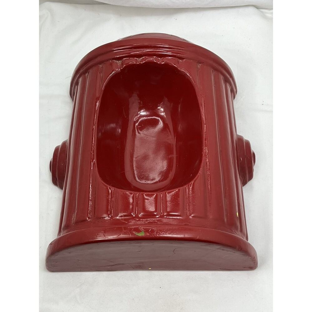 Vintage Red Fire Hydrant Dog Feeder Bowl Glazed Ceramic RARE 12” 🚒 Mid-century